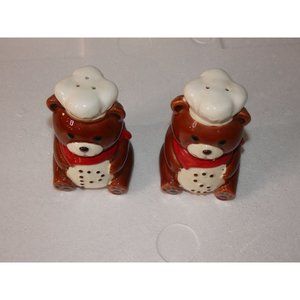 VINTAGE B &AMP; D JAPAN CERAMIC CHEF TEDDY BEARS SALT &AMP; PEPPER SET